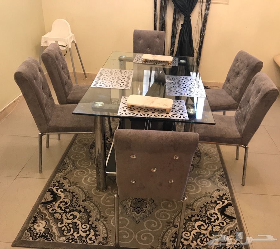 طاولة طعام 6 كراسي طاولة صالة زجاج
